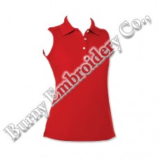 Women Red Sleeveless Polyester Cotton T-Shirts Polo Shirts